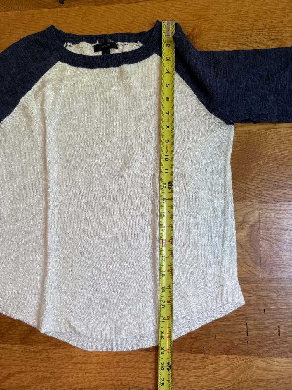 JCrew Light Cream and Navy Raglan Sleeve Women's Sweater